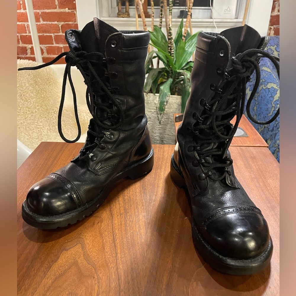 Corcoran Black Leather Cap Toe Jump Combat Field Boots